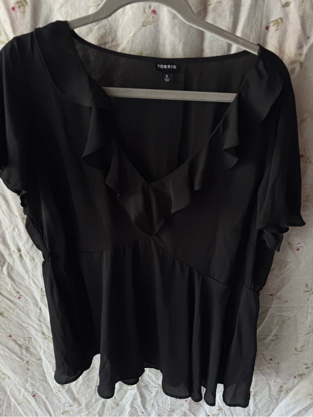 torrid Black Ruffle V-Neck Peplum Top